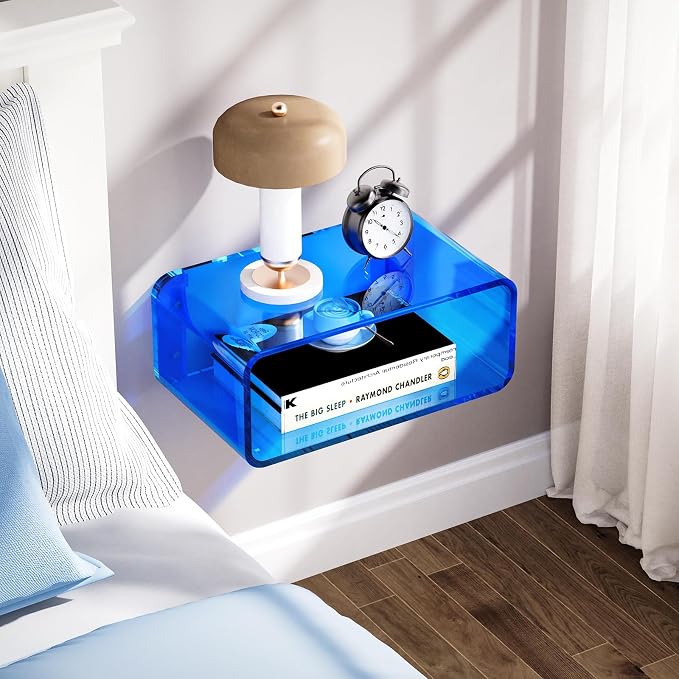 Acrylic Floating Nightstand, Bedside Table, Nightstand Shelf Wall Mounted - Image 4