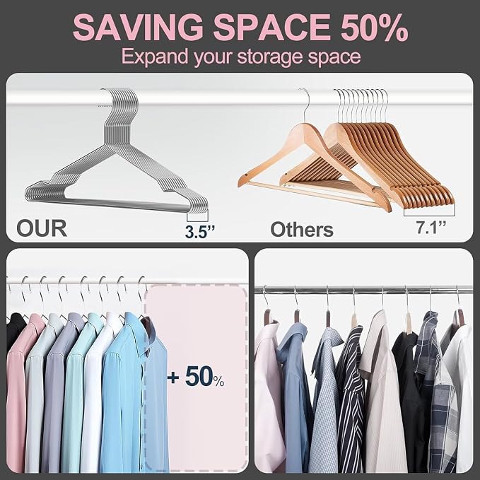 Metal Hangers Heavy Duty 18 Inch Clothes Hangers, Space Saving and Non-Slip - Image 6