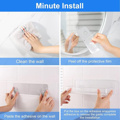 Diesisa Acrylic Wall Mounted Shower Caddy, Adhesive Bathroom Shelves | 4D" x - Image 5