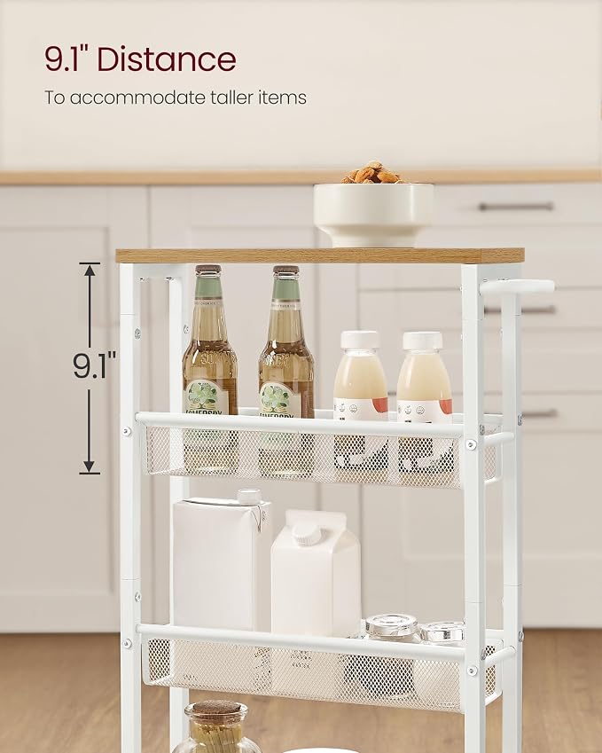 VASAGLE Slim Rolling Cart, 4-Tier Storage Cart, Narrow Cart - Image 6