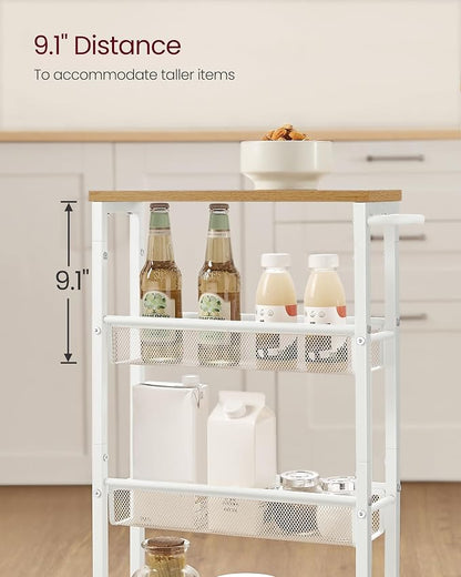 VASAGLE Slim Rolling Cart, 4-Tier Storage Cart, Narrow Cart - Image 6