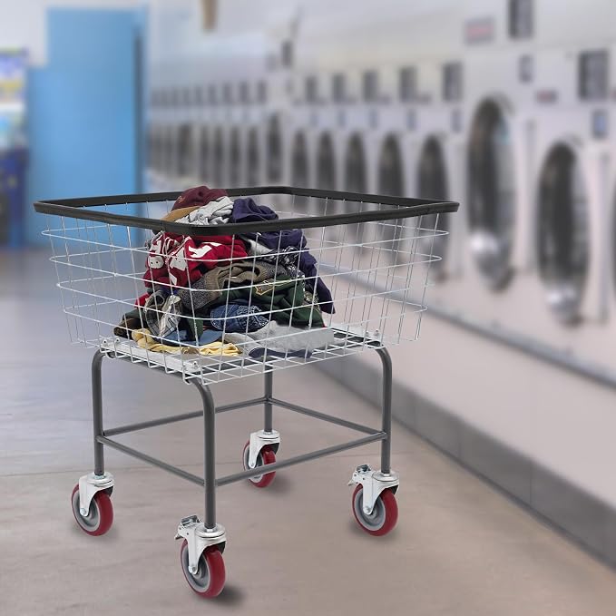 Laundry Cart, Steel Wire Laundry Cart, Laundry Basket - Image 3