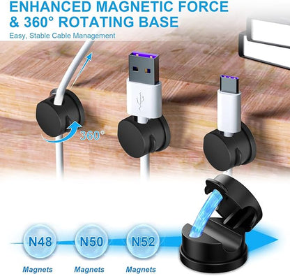 6pcs Magnetic Cord Organizer, 360° Swiveling Adhesive Cable Clips - Image 5