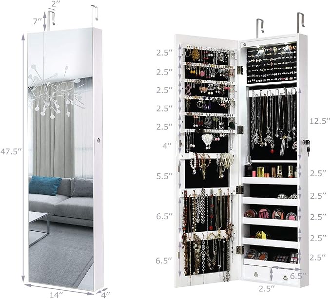 Giantex Wall Door Mounted Jewelry Armoire Cabinet - Image 7