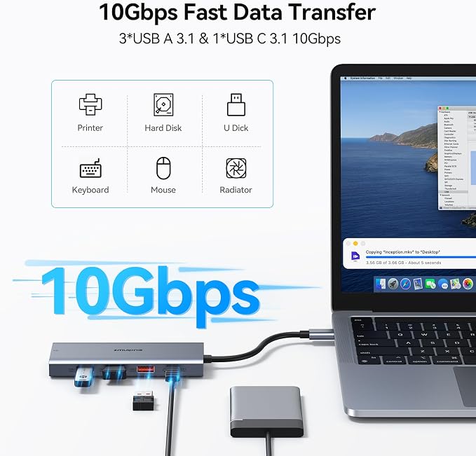 USB C Docking Station Dual HDMI Monitors Adapter USB C Hub 2 HDMI+Video 8K | - Image 7
