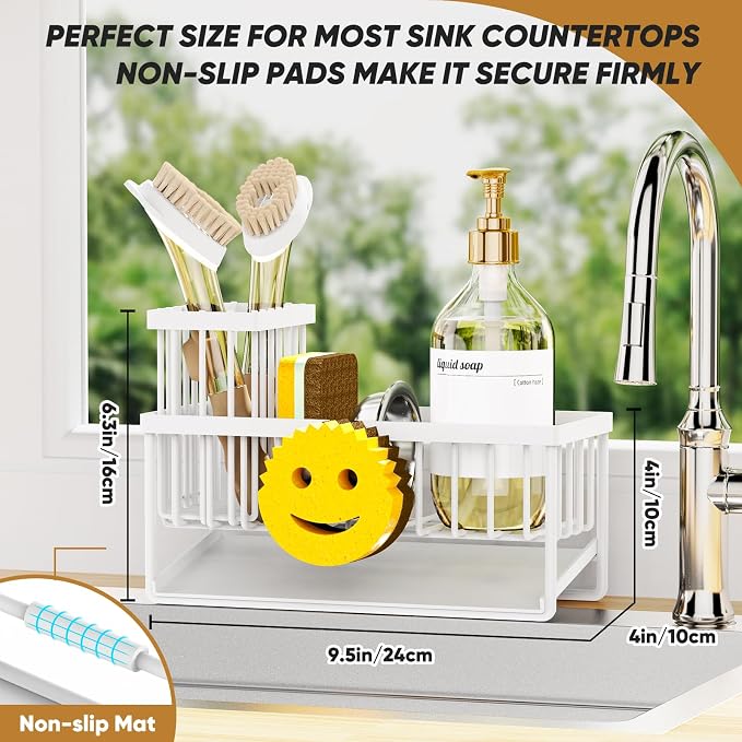 Sponge Holder for Kitchen Sink, Smiley Face Sink Caddy - Image 2
