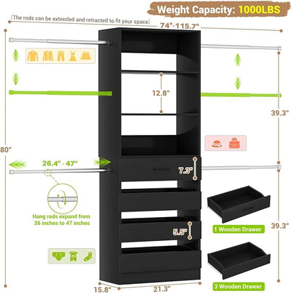Aheaplus Closet System, 4-9Ft Closet Organizer - Image 7