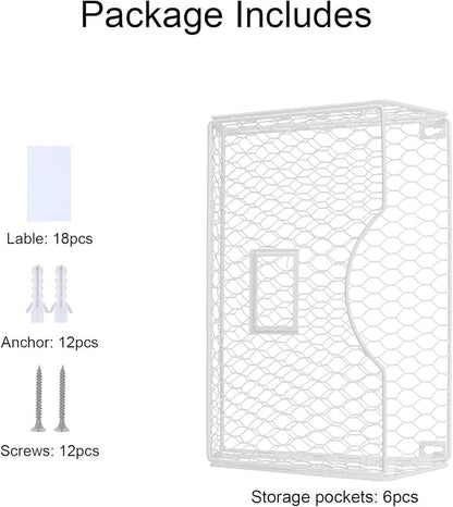 6 Pockets Hanging File Holder Wall Mount Mail Organizer Metal Chicken Wire - Image 3