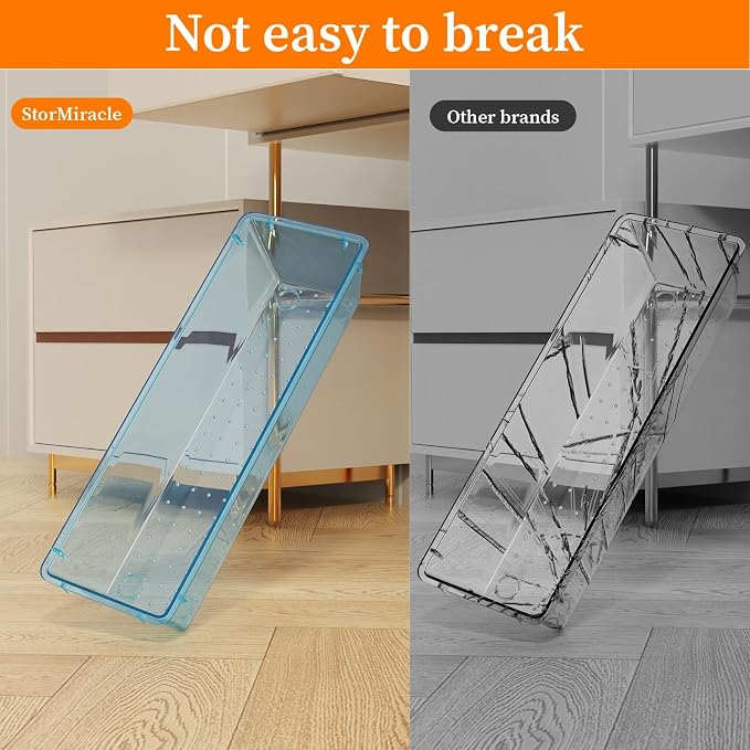 32 PCS Clear Plastic Drawer Organizer Set, 4-Size vanity organizer Trays and - Image 4