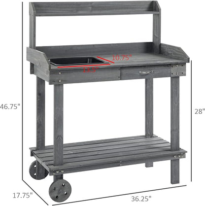 Wooden Potting Bench Outdoor Work Table - Image 3