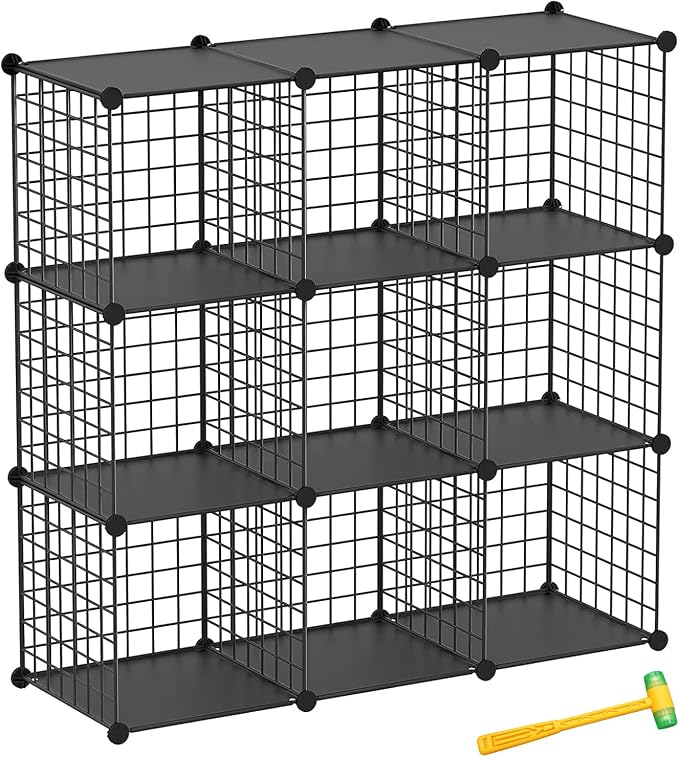 TUMUCUTE Wire Cube Storage Organizer, 9-Cube Metal Storage Shelves Bookshelf by Worththetrustofeverycusto