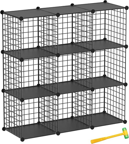 TUMUCUTE Wire Cube Storage Organizer, 9-Cube Metal Storage Shelves Bookshelf by Worththetrustofeverycusto