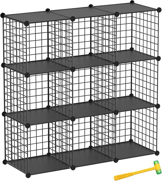 TUMUCUTE Wire Cube Storage Organizer, 9-Cube Metal Storage Shelves Bookshelf by Worththetrustofeverycusto