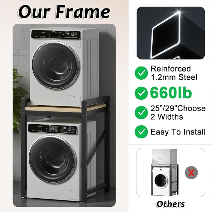 Over The Washer and Dryer Storage Shelf, Widen & 3 Height Adjustable Stacking - Image 6