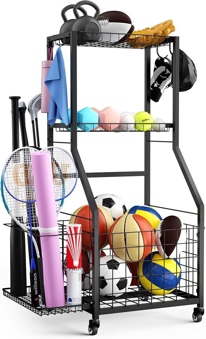 Sports Equipment Garage Organizer, Garage Ball Storage Rack by DUDUXI