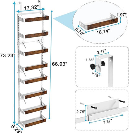 bukfen Over the Door Pantry Organizer, 8-Tier Adjustable Wooden Basket Kitchen - Image 3