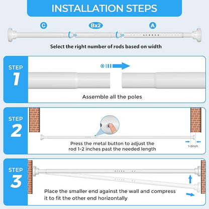 AIZESI Heavy Duty Tension Curtain Rod No Drilling, 40-113 Inch Adjustable - Image 6