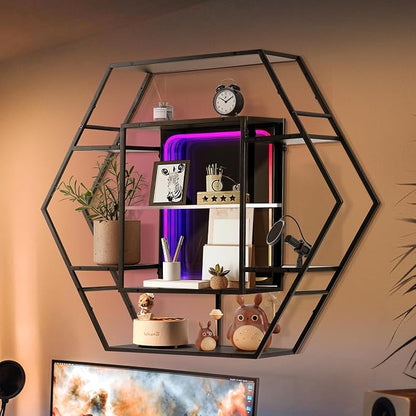 Infinity Mirror Gaming RGB Hexagon LED Floating Shelf, 36.6" | RGB - Image 9