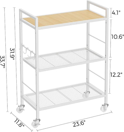 3-Tier Metal Storage Rack with Industrial Wheels, Mesh Shelving Unit with - Image 7