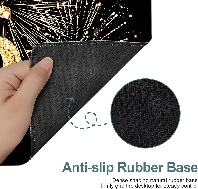 2026 Happy New Year Gaming Mouse Pad 35.4"x15.7"Desk Mat Anti-Slip Rubber Base - Image 3