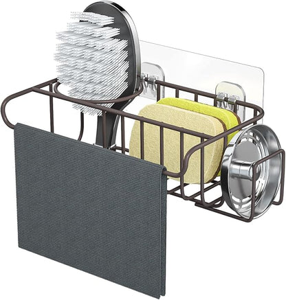 HapiRm 4 in 1 Adhesive Kitchen Sink Organizer, SUS304 Stainless Steel Brush by HapiRm