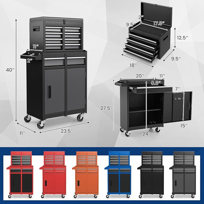 Goplus Rolling Tool Chest, 5-Drawer Tool Box Organizer w/Lockable Wheels & - Image 3