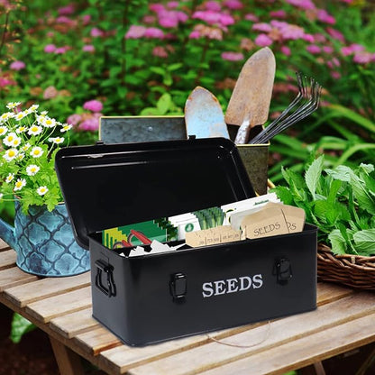 Seed Storage Box Metal Seed Container Seed Packet Storage Organizer, Seed - Image 6