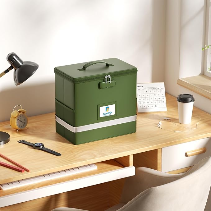 Fireproof File Box with Lock, Collapsible Document Organizer, Reflective Strip - Image 5