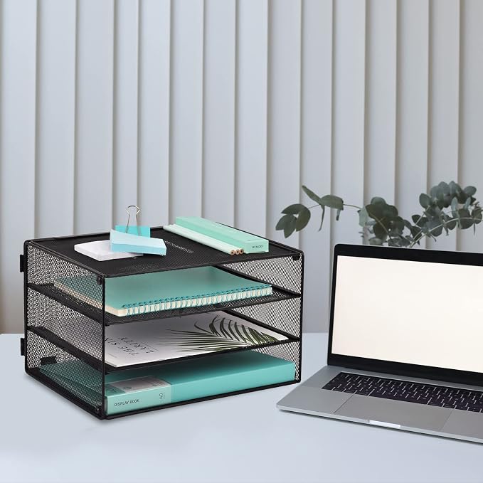 EASEPRES 3 Tier Mesh Desk Organizer Tray, File Paper Letter Folder Holder - Image 7