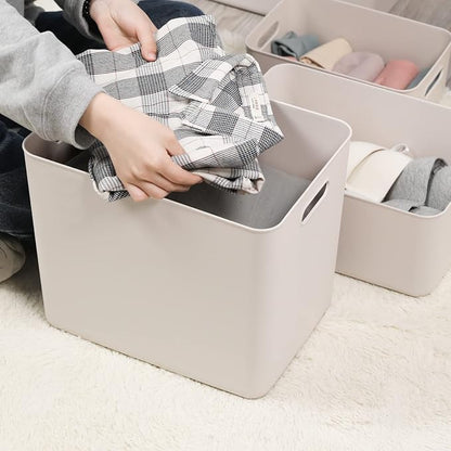 Plastic Storage Baskets With Lid Organizing Container Lidded Knit Storage - Image 3