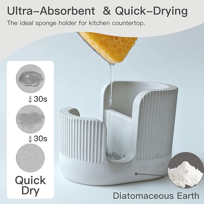 2-in-1 Diatomite Sponge Holder for Kitchen Sink, Quick-Drying Dish Sponge and - Image 2