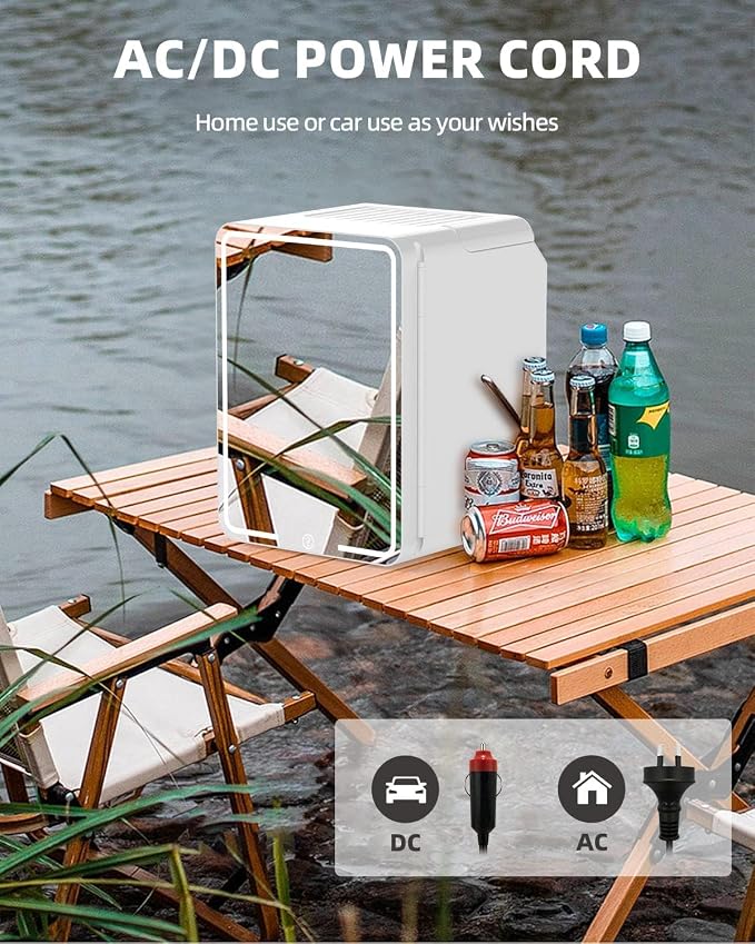 12L Skincare Fridge with Mirror & LED Lighting, 3-Mode Dimmable, Cooler & Warmer - Image 6