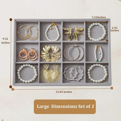 Large Jewelry Organizer for Drawer Insert Velvet Stackable Jewelry Trays for - Image 3