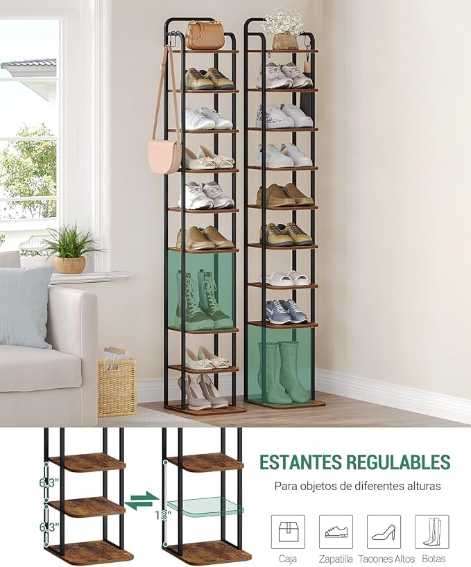 Hzuaneri 10 Tiers Vertical Shoe Rack, Narrow Shoe Tower, Tall Shoes Shelf - Image 4