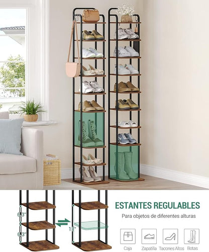 Hzuaneri 10 Tiers Vertical Shoe Rack, Narrow Shoe Tower, Tall Shoes Shelf - Image 4