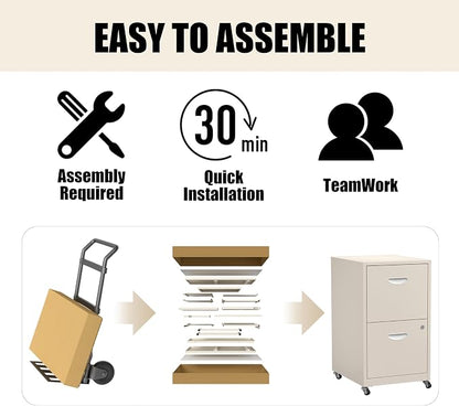 2 Drawer Mobile File Cabinet - Image 8