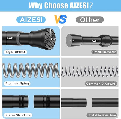 AIZESI 2Pack Tension Curtain Rod 28-48 Inch No Drilling Adjustable, No Slip - Image 9