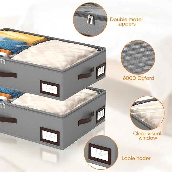 OIAHOMY 2 Pack 38L Under Bed Storage - Image 3