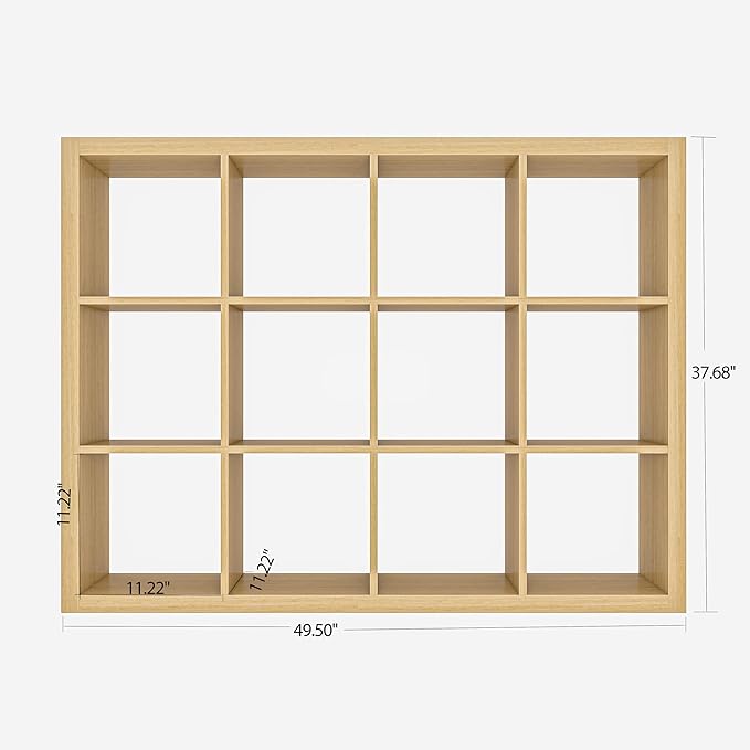 furtble Bookshelf with Storage Bins, 12-Cube Storage Organizer, Modern Wood - Image 3