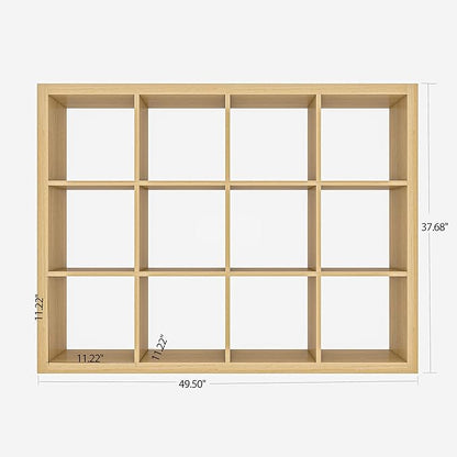 furtble Bookshelf with Storage Bins, 12-Cube Storage Organizer, Modern Wood - Image 3