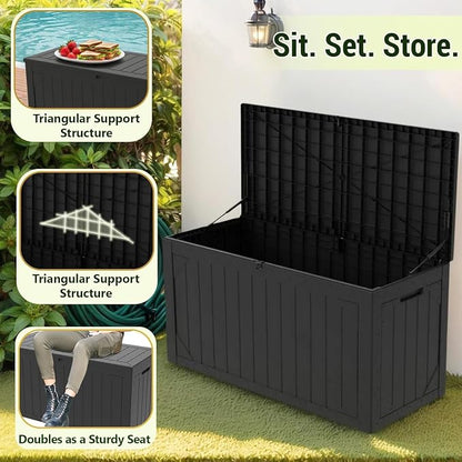 100 Gallon Resin Deck Box, Waterproof Outdoor Storage Box - Image 5