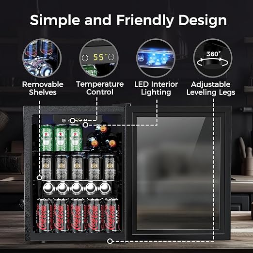 COWSAR 2.65 Cu.ft Wine Fridge, ETL Approved Beverage Refrigerator 95 Can Quiet - Image 3