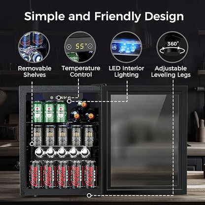 COWSAR 2.65 Cu.ft Wine Fridge, ETL Approved Beverage Refrigerator 95 Can Quiet - Image 3