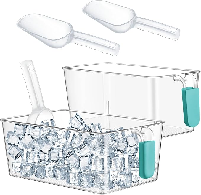 Havawish Ice Storage Bin and Flexible Scoop Set Plastic Freezer Bin by Havawish