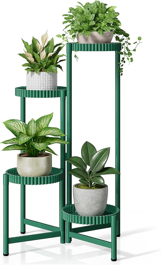 4-Tier Metal Plant Stand Indoor Outdoor, Corner Tall Plant Shelf by Unknown