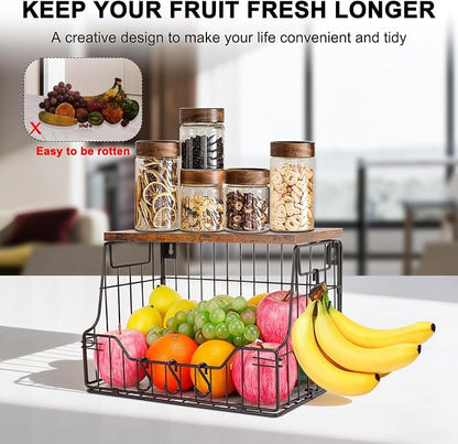 Livabber Fruit Basket for Kitchen, Metal Fruit Vegetable Storage Bin - Image 4