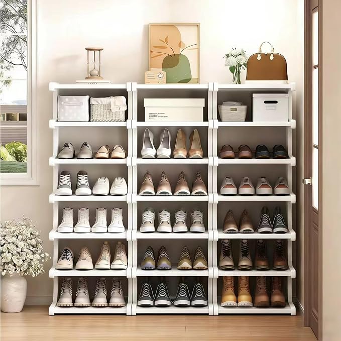 7-Tier Vertical Shoe Rack, Bamboo Free Standing Shoe Rack Shelf, Shoe Storage - Image 6