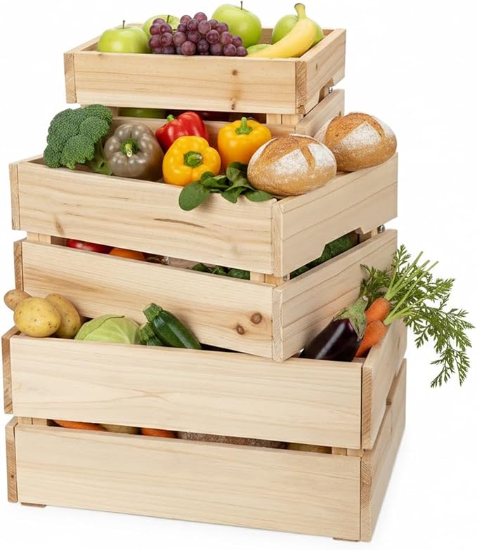 Oairse Set of 3 Rustic Wooden Storage Crates - Image 7