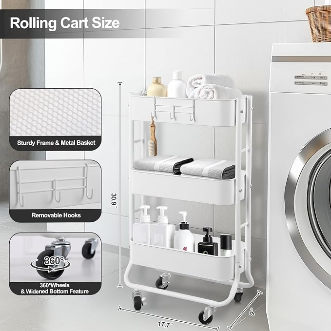 MAX Houser Slim 3-Tier Rolling Utility Cart - Image 2