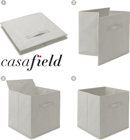 Casafield Set of 6 Collapsible Fabric Cube Storage Bins, Light Gray - Image 6